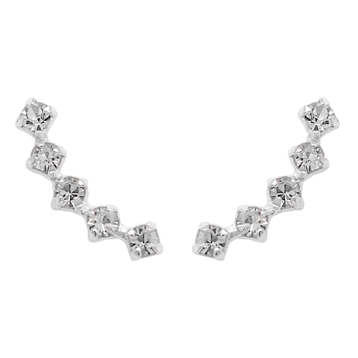 Marsala Sterling Silver Curved Crystal Stud Earrings