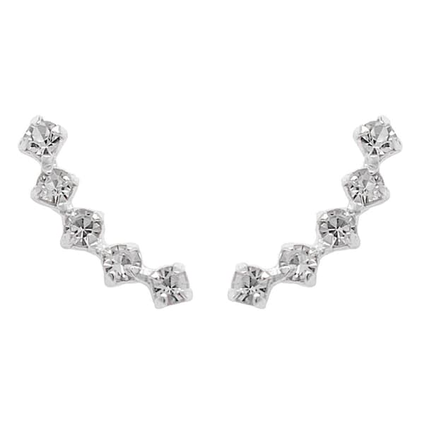 Marsala Sterling Silver Curved Crystal Post Earrings - image 