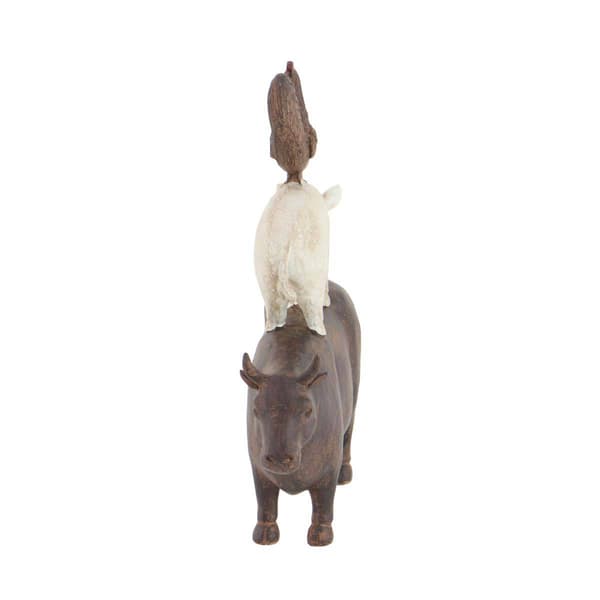 9th &amp; Pike® Brown Polystone Farmhouse Animals Sculpture