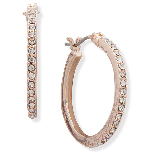 You're Invited Rose Gold Tone Mini Crystal Hoop Earrings - image 