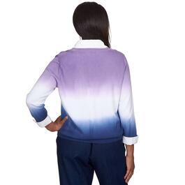 Womens Alfred Dunner Lavender Fields Ombre 2Fer Cardigan