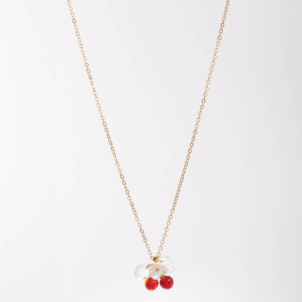 Ashley Gold-Tone Cherry Charm Pendant Necklace - image 