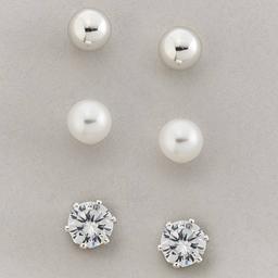 Design Collection Pearl & Crystal Trio Earrings