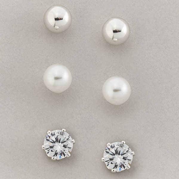 Design Collection Pearl & Crystal Trio Earrings - image 