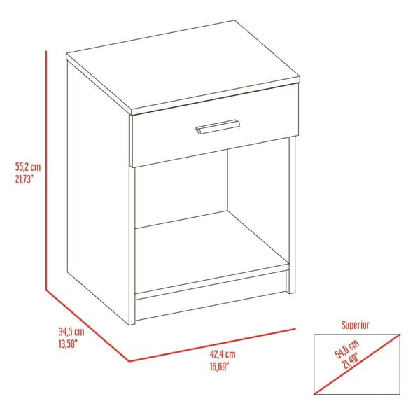 FM FURNITURE Pictor 1-Drawer Nightstand