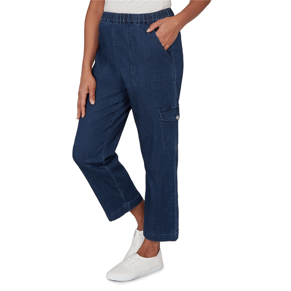 Womens Alfred Dunner Indigo Girls Pull On Cargo Pocket Jeans
