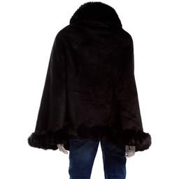 Womens Modena Solid All Over Faux Fur Trim Cape