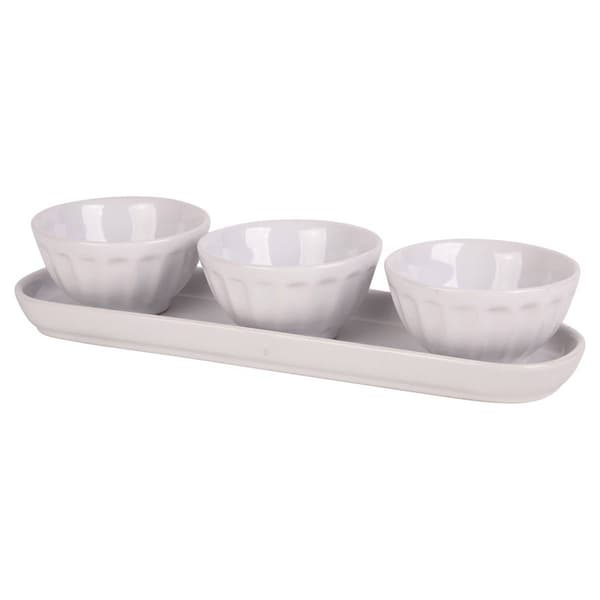 Home Essentials Set of 3 7oz. Lattice Bowls on Tray