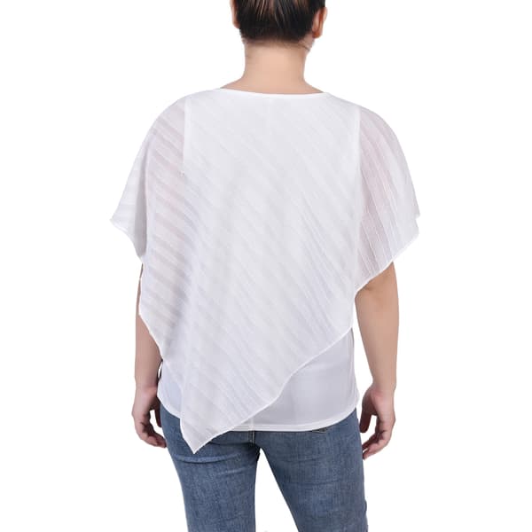 Womens NY Collection Jacquard Chiffon Lined Poncho
