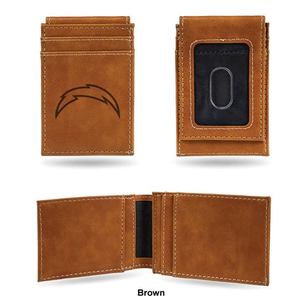 Mens NFL Los Angeles Chargers Faux Leather Front Pocket Wallet