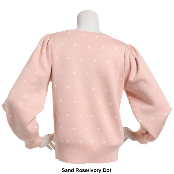Womens Adrianan Papell Long Sleeve Dot Crew Neck Sweater