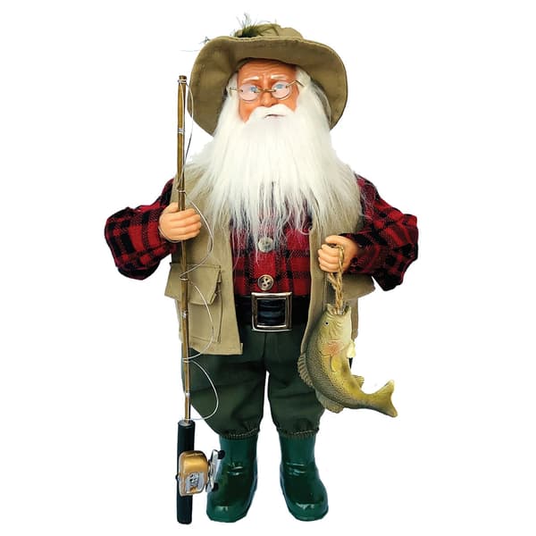 Santa's Workshop 15in. Bass Fishing Claus - image 