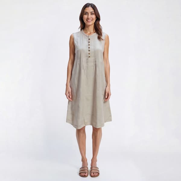 Womens Dash Sleeveless Pintuck Solid Shift Dress