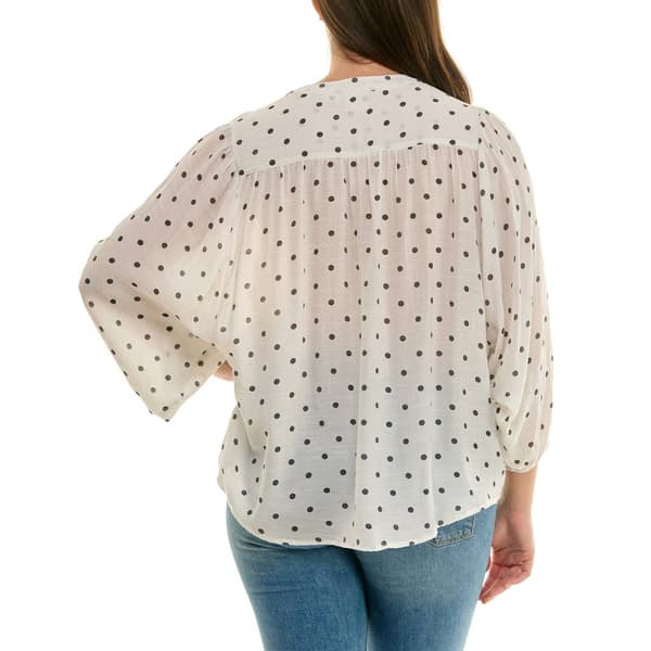 Womens Zac & Rachel 3/4 Sleeve Front Button Dot Blouse