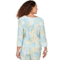 Womens Hearts of Palm Aqua Fresh 3/4 Sleeve Tropical Blouse - image 2