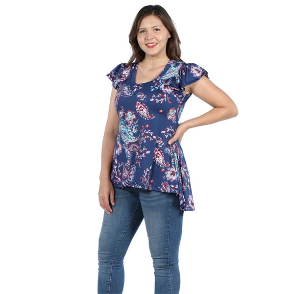 Plus Size 24/7 Comfort Apparel Hi Low Paisley Tunic Top