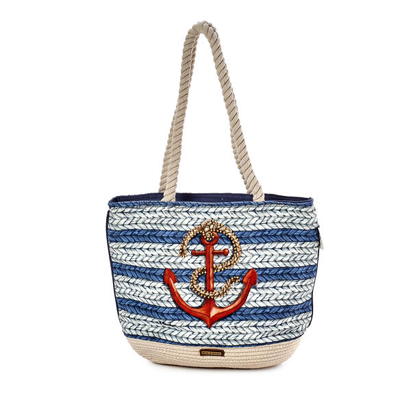 Sun ''N'' Sand Nautical Basket Weave Medium Tote - image 