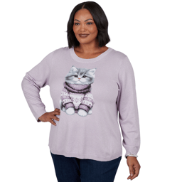 Plus Size Emaline Holiday Festivities Kitten Graphic Sweater