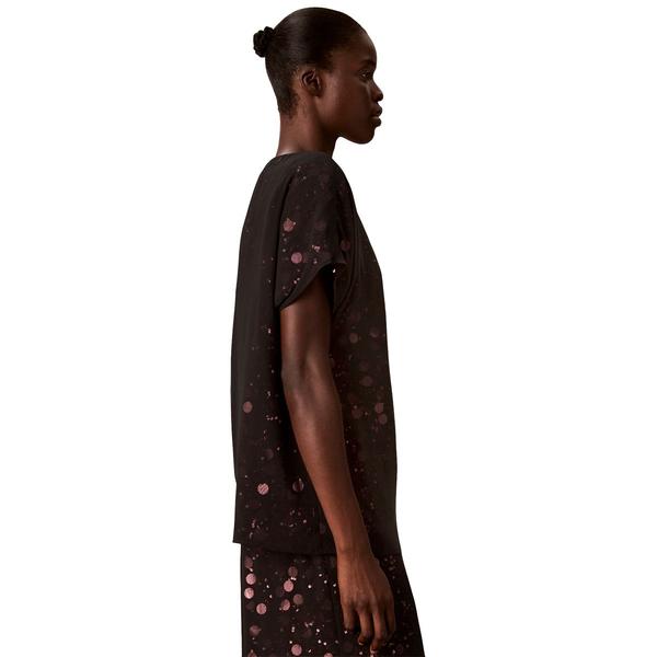 Womens Calvin Klein Short Sleeve Boat Neck Sequin Dot Blouse