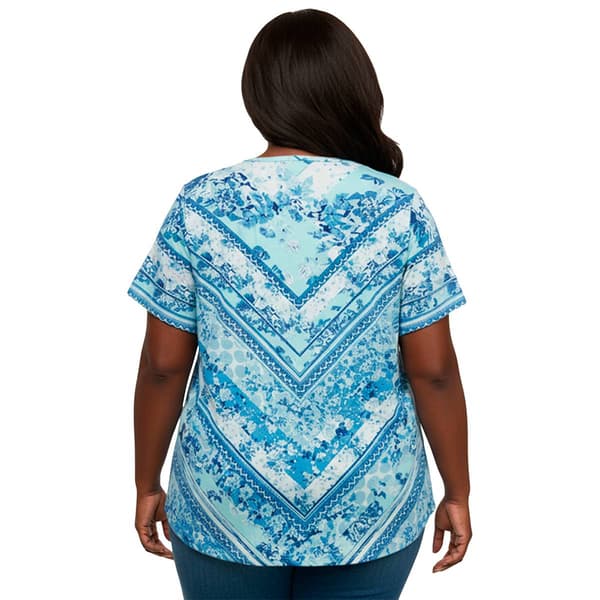 Plus Size OneWorld Short Sleeve Abstract Chevron Sublimation Tee