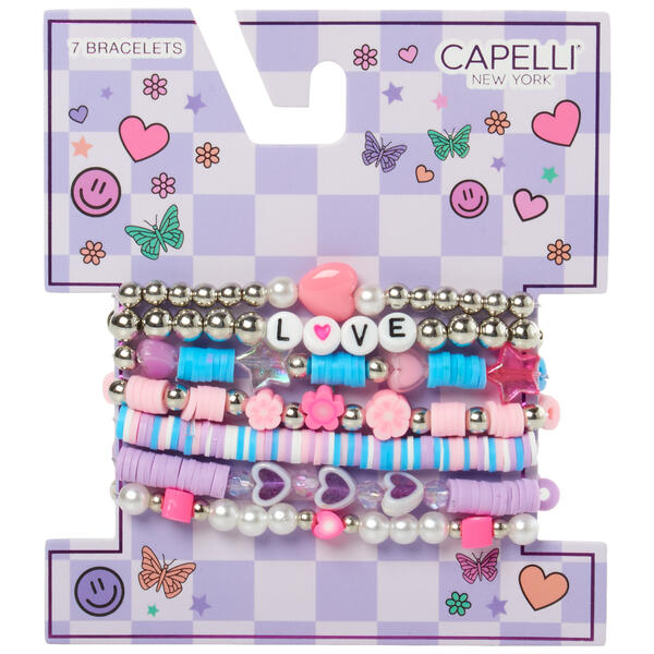 Girls Capelli&#40;R&#41; New York 7pc. Mixed Love Letter Bead Bracelets - image 