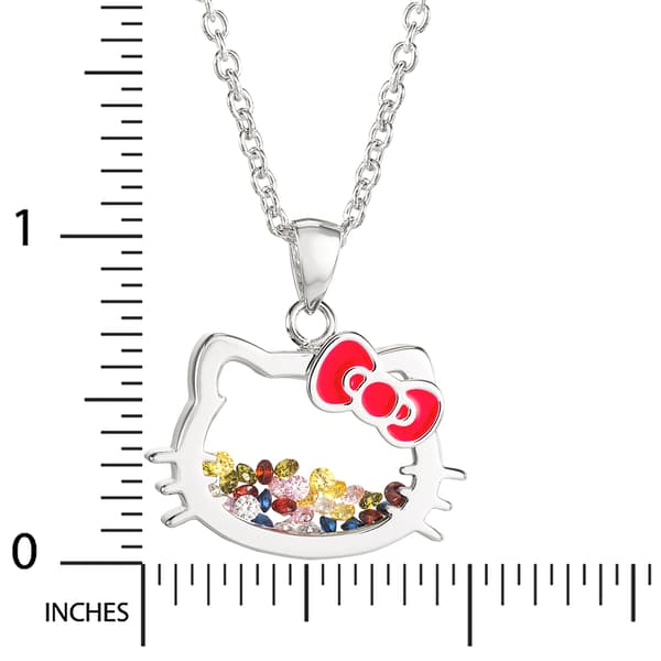 Brass Silver Plated Multi-Color Stone Hello Kitty® Shaker Pendant