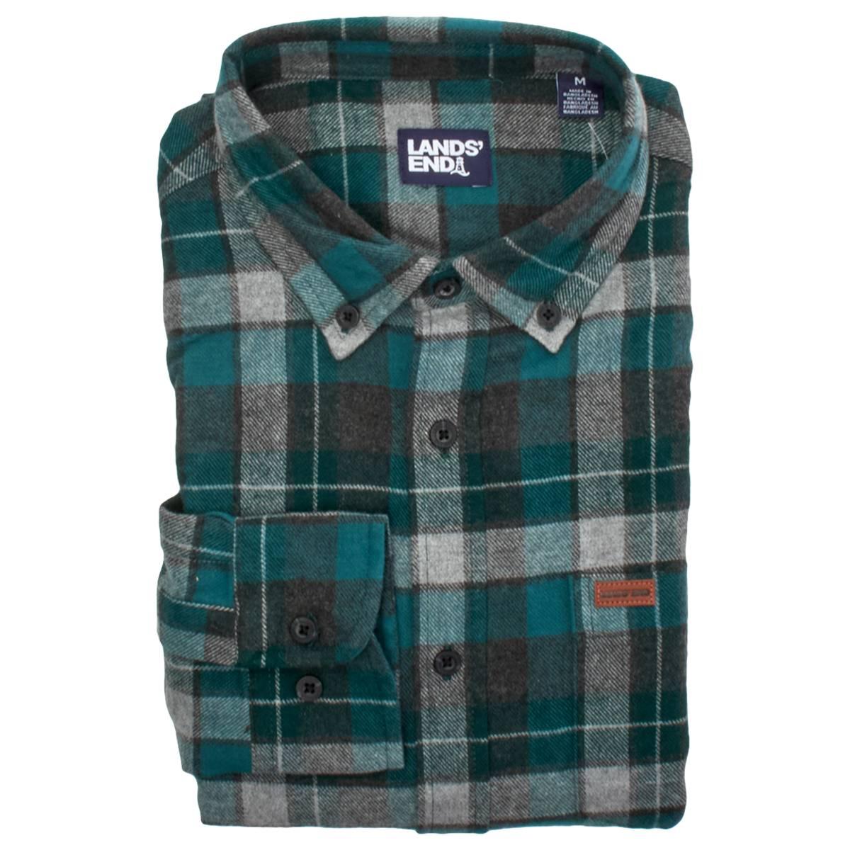 Mens LANDS END(R) Campside Flannel Shirt - Mediterranean