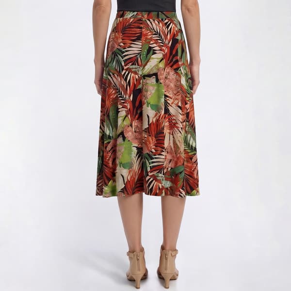 Womens Kasper Pull On Tropical Leaf Midi Skirt