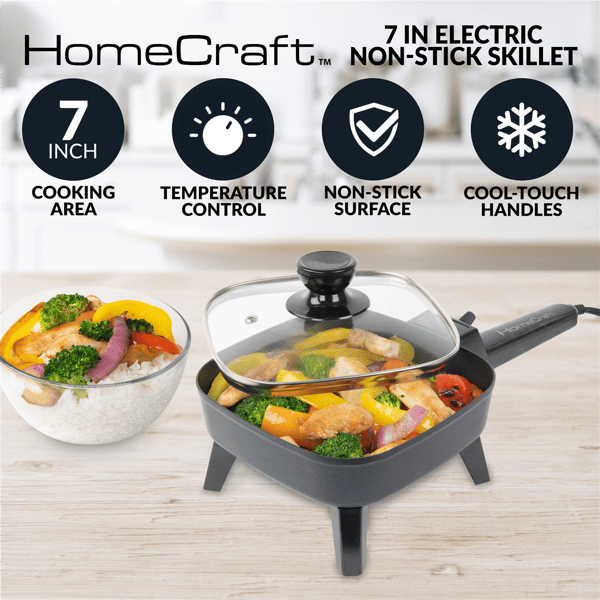 HomeCraft 7in. Electric Non-Stick Skillet
