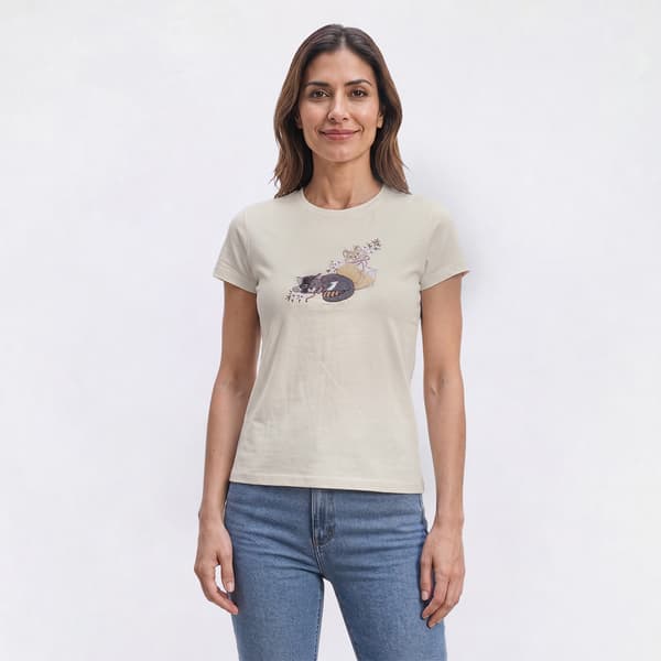 Womens Top Stitch By Morning Sun Perfect Pair Cat Tee - image 