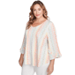 Plus Size Ruby Rd. Tropical Oasis Ruffle Sleeve Stripe Blouse - image 3