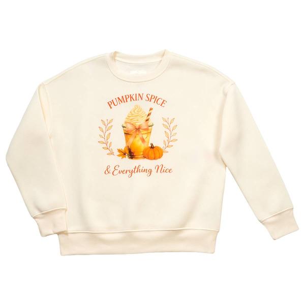 Girls (7-16) No Comment Long Sleeve Pumpkin Spice Crew Sweatshirt