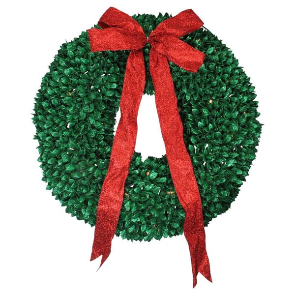 Northlight Pre-Lit Glittered Leaves Artificial Christmas Wreath