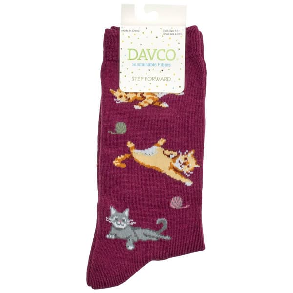 Womens Davco&#40;R&#41; Cat Life Crew Socks - image 