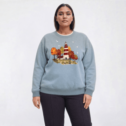 Plus Size Top Stitch By Morning Sun Coastal Fleece Sweatshirt
