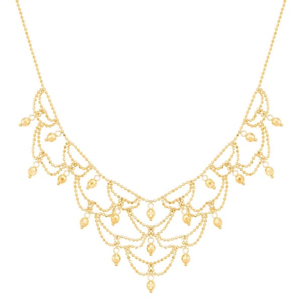 Gold Classics&#40;tm&#41; Diamond-Cut Beaded Scallop Chandelier Necklace