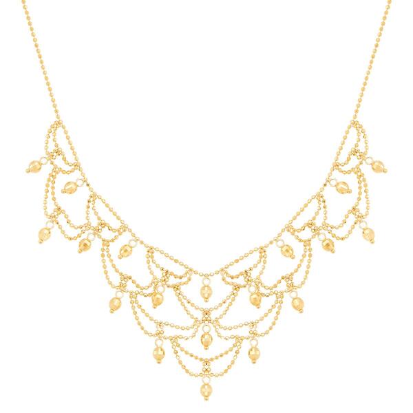 Gold Classics&#40;tm&#41; Diamond-Cut Beaded Scallop Chandelier Necklace - image 