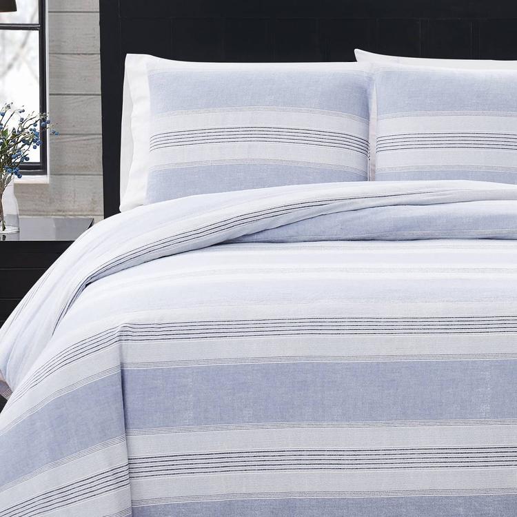London Fog Striped Flannel Comforter Set