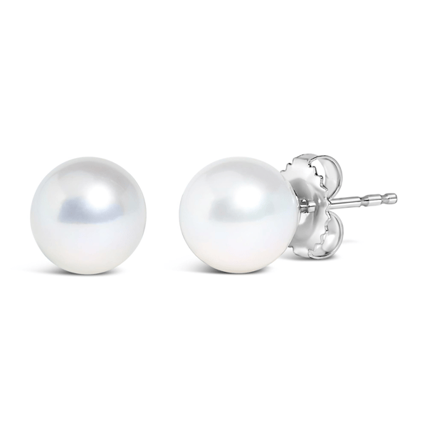 Haus of Brilliance 14kt. White Gold 7.5-8mm Pearl Stud Earrings