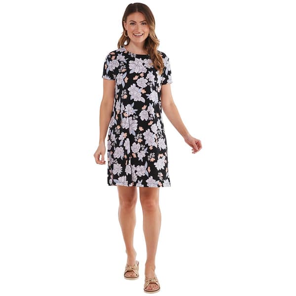 Womens Harlow & Rose Short Sleeve Floral Print Swing Dress - image 