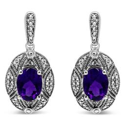 Haus of Brilliance Purple Amethyst & Diamond Dangle Earrings