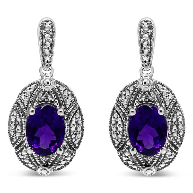 Haus of Brilliance Purple Amethyst & Diamond Dangle Earrings