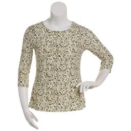 Womens Emily Daniels 3/4 Sleeve Dot Jacquard Knit Tunic Tee