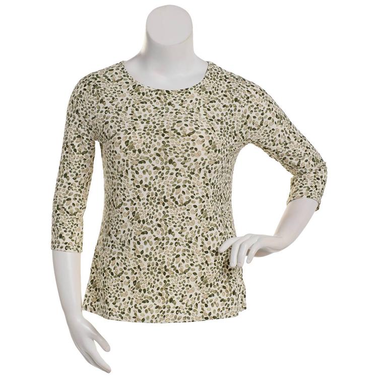 Womens Emily Daniels 3/4 Sleeve Dot Jacquard Knit Tunic Tee