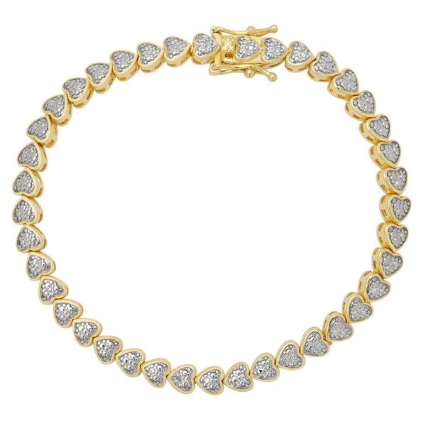 Accents by Gianni Argento Diamond Accent Heart Link Bracelet - image 