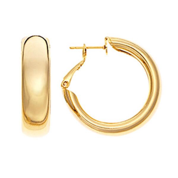 Fine Faux Gold Plated Polished Hoop Earrings - image 