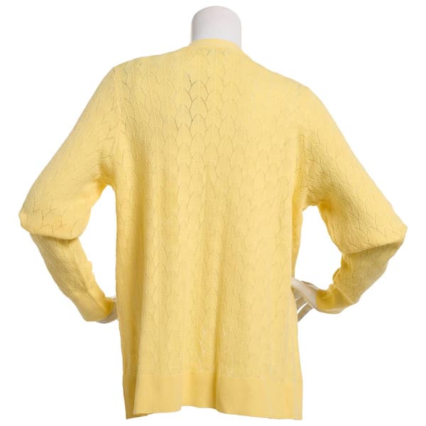 Petite Napa Valley Long Sleeve Pointelle Open Front Cardigan