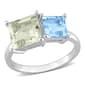Gemstones Classics(tm) Square Green Quartz & Sky Blue Topaz Ring - image 1