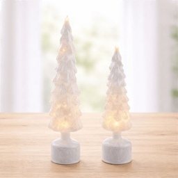 Melrose Rotating LED Glass Christmas Tree - Set of 2