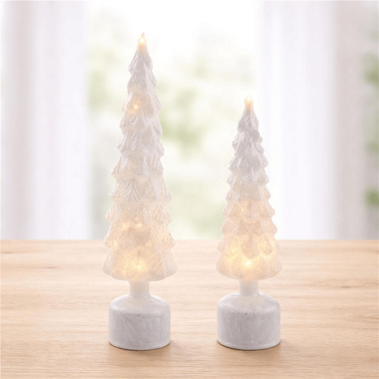 Melrose Rotating LED Glass Christmas Tree - Set of 2